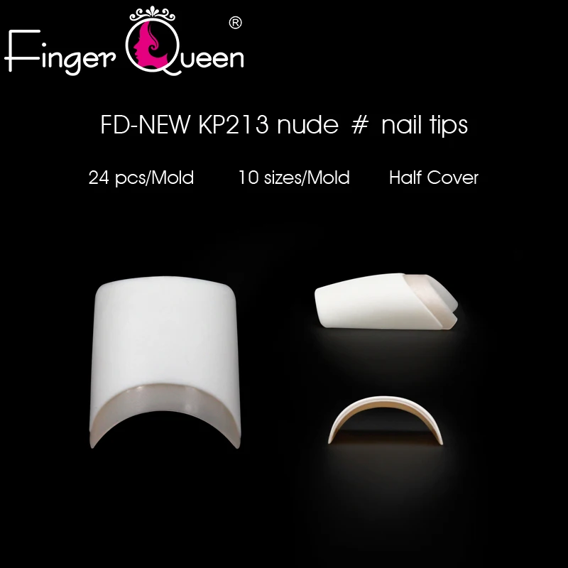 FingerQueen 12/24 шт. полу накладные ногти натуральный/прозрачный гроб искусственных