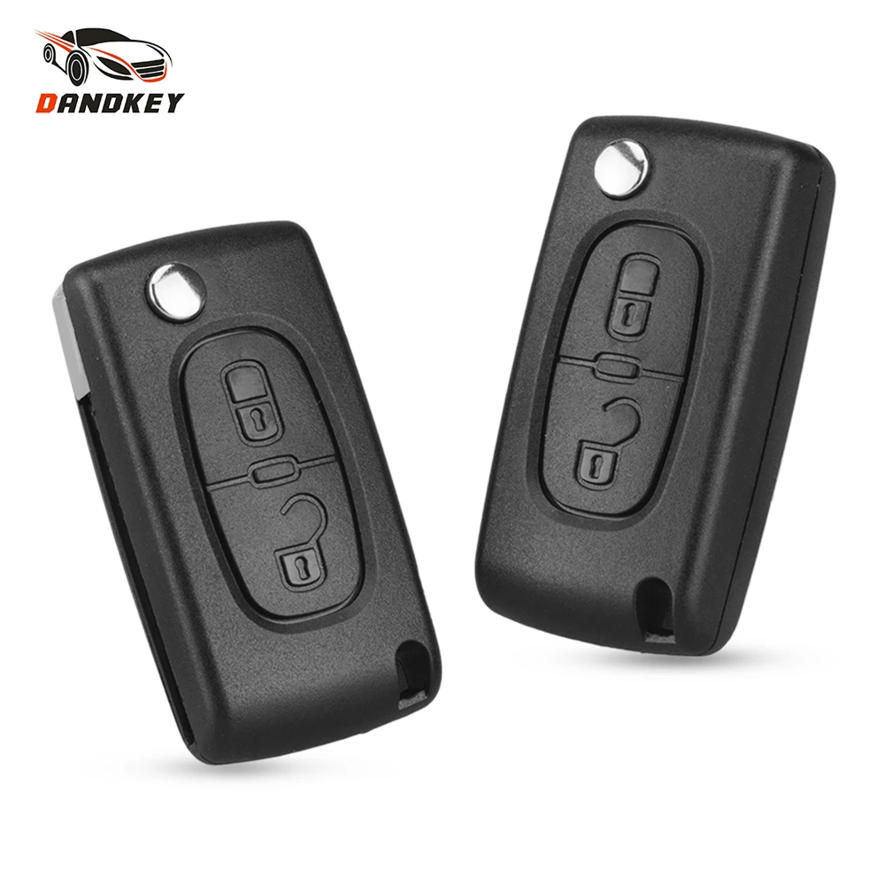 Ключ книжка Dandkey для Peugeot 206 307 308 207 407 408 Citroen C2 C3 C4 C5 C6 C8 2 кнопки чехол накладка