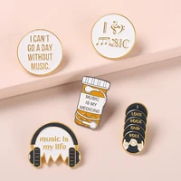 music headphone letter alloy brooch bag clothes backpack lapel enamel pin badges cartoon jewelry gift for friend accessories
