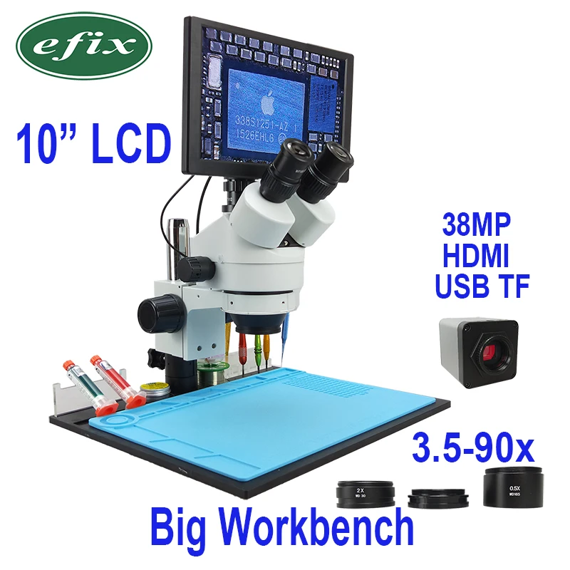 Тринокулярный стереомикроскоп efix 10 дюймовый ЖК дисплей 38 мегапиксельный