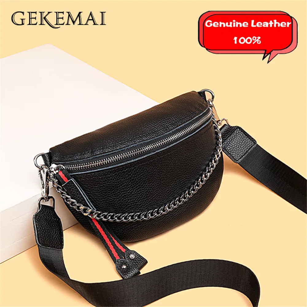 

Chains Design Women Messenger Bags New Multifunctional Phone Bag Solid Color Genuine Leather Ladies Shoulder Bags Bolsa Feminina