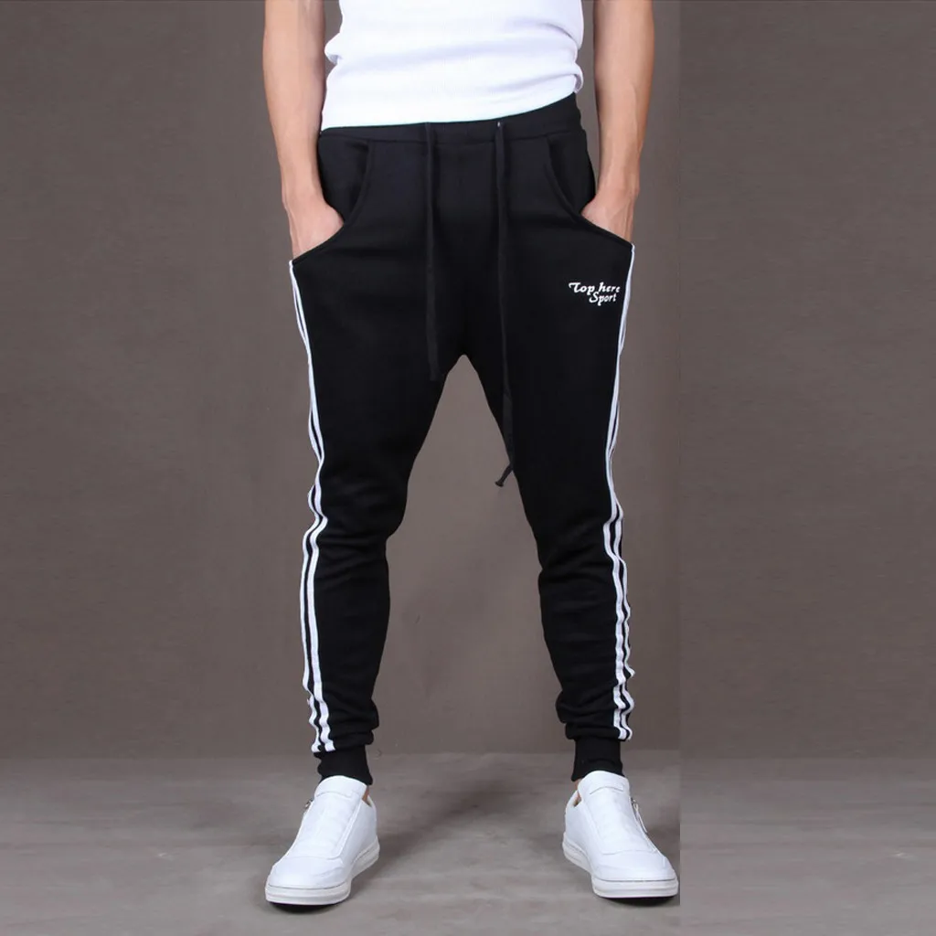 Брюки мужские с карманами и принтом повседневные штаны для работы спорта брюки