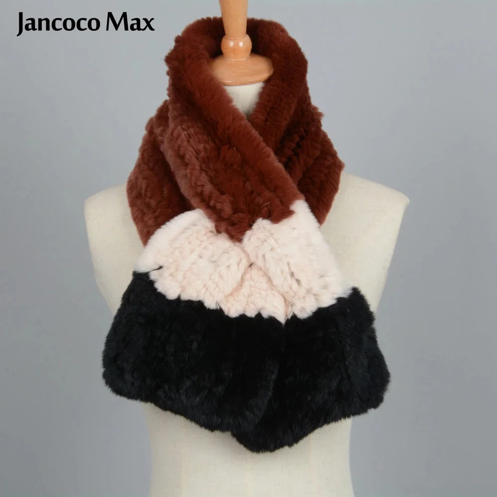Jancoco Max толстый вязаный настоящий шарф из меха кролика рекс Леди Мода Стиль