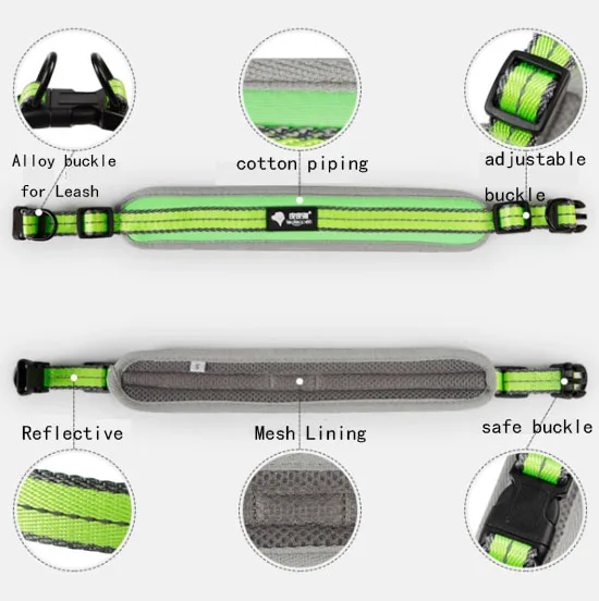 Нейлоновый Светоотражающий ошейник для собак двухслойный сетчатый