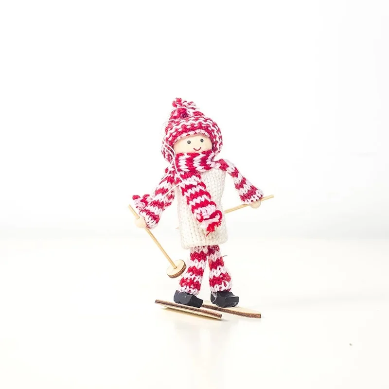 Рождественский орнамент милый шерстяной Для лыжной езды кукла кулон необычная