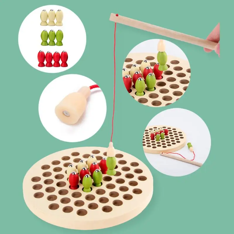 

Magnetic Wooden Fishing Game Toy for Toddlers Birthday Learning Education Toys