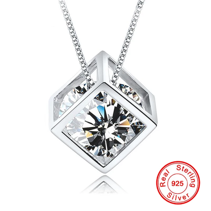 

Кулон женский из серебра 925 пробы, квадратный, с фианитами