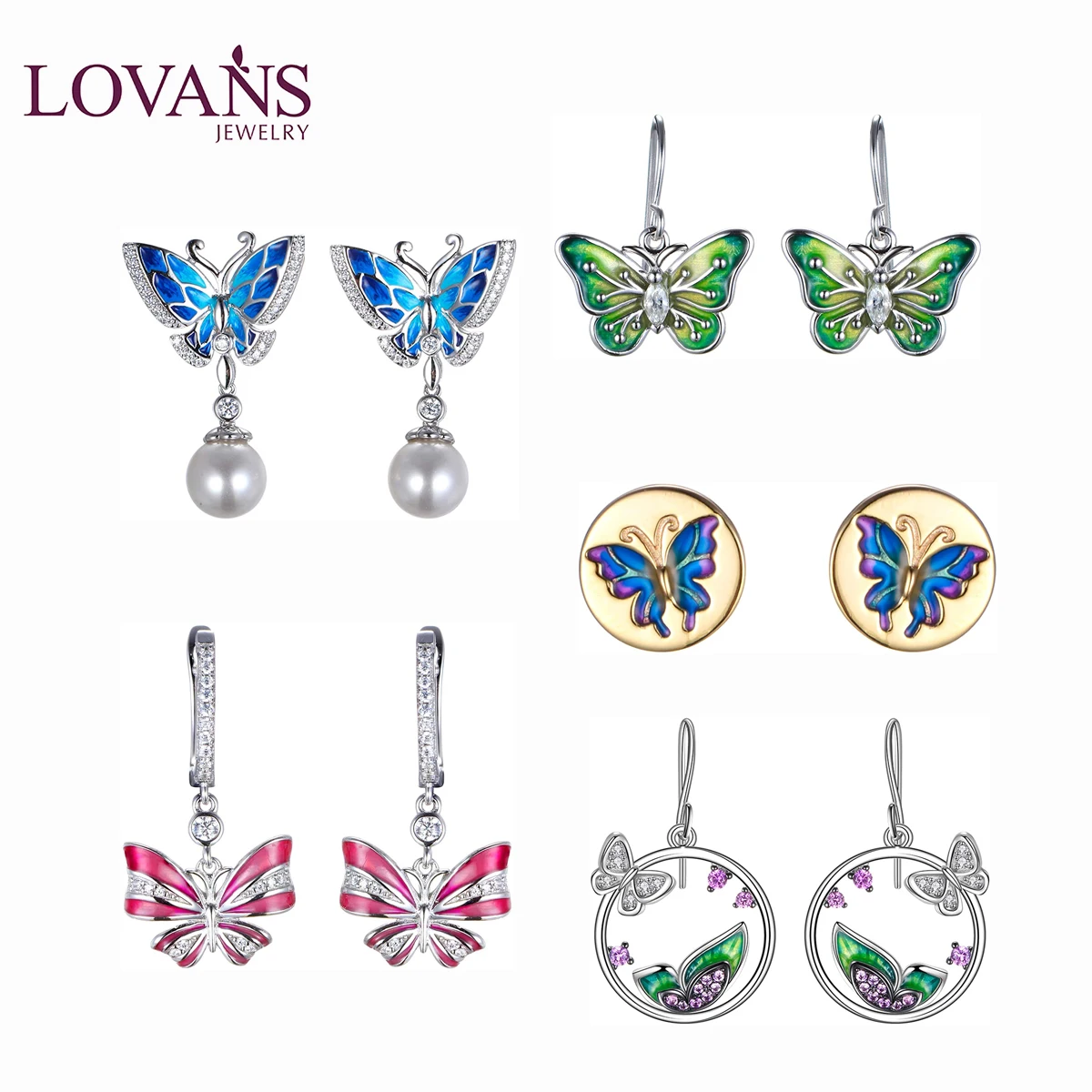 

Lovans 925 Silver Butterfly Earrings Women Gift Anniversary Wedding Hoop Earrings Trendy Dangle Earring For Women Jewelry 2021