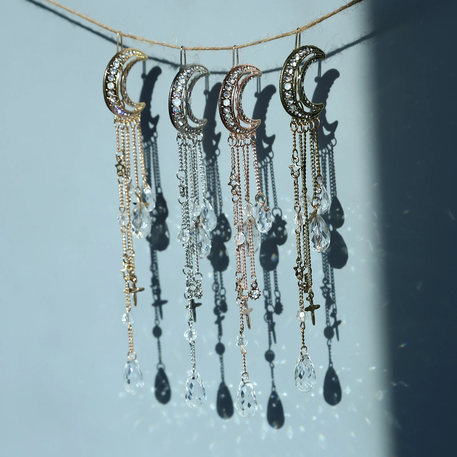 Заколки Стразы с кристаллами и Луной 4 шт. шпильки для волос подвесками