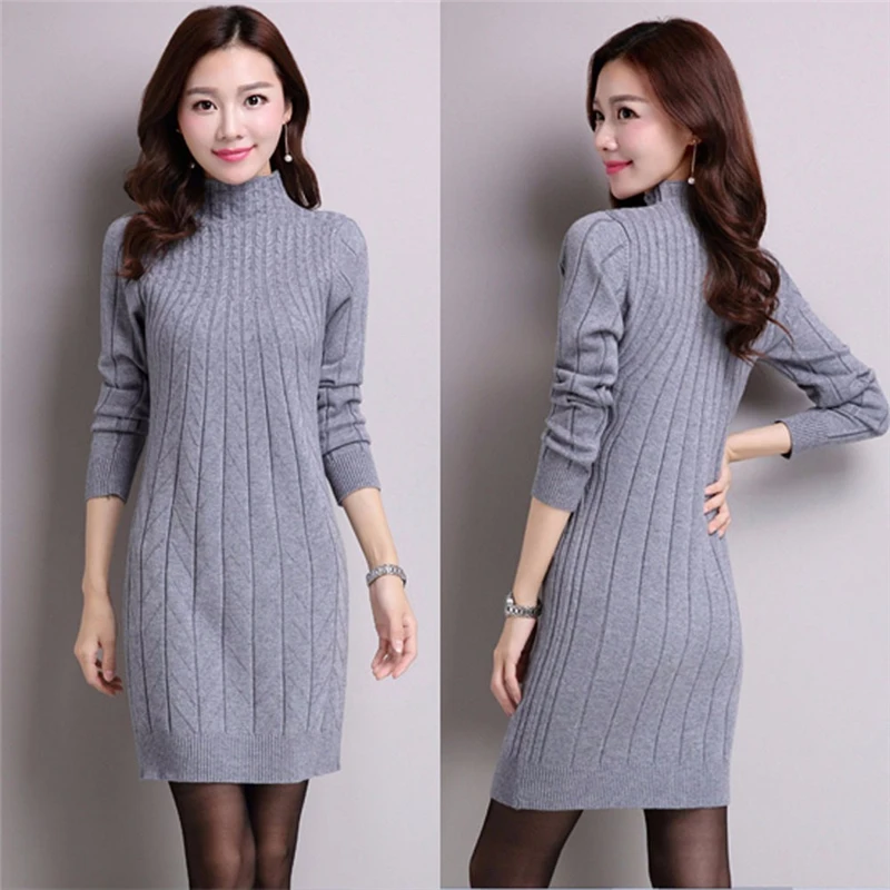 Long Sweater Dress Fall Winter Fashion Vintage Dresses Single-breasted Dress Mujer Autumn Vestido Ladies 807