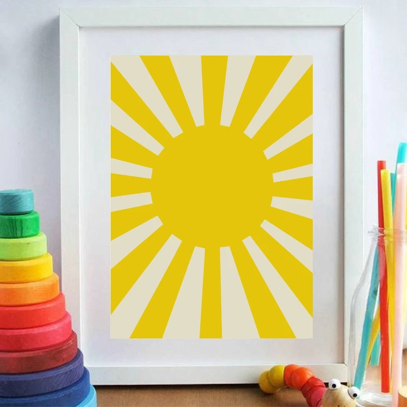 Постер для детской комнаты с принтом желтого цвета Hello Sun Shine Цитата настенная