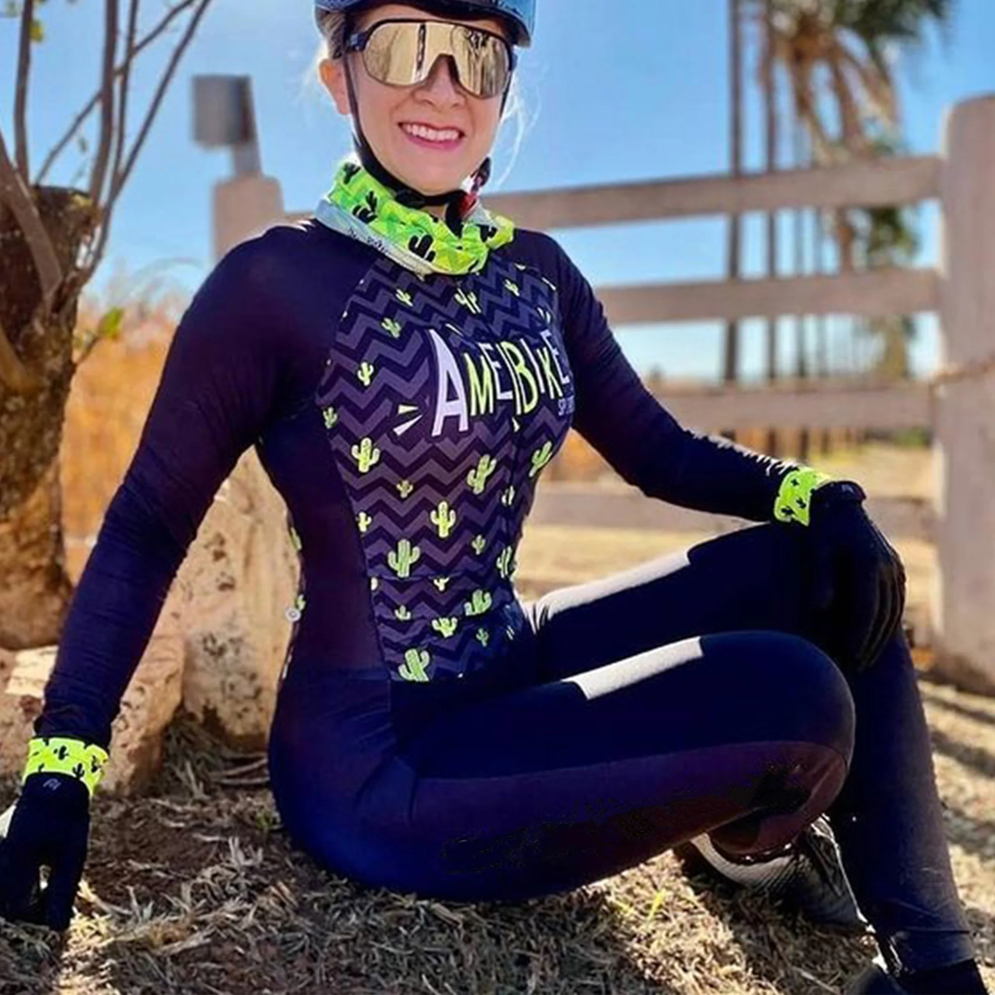 

One Piece Tri Suit Long Sleeve Speedsuit Cycling Skinsuit Fitness Custom Long Pants Triathlon Suit Body Women Conjunto Ciclismo