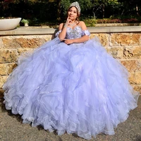 off the shoulder lavender quinceanera dresses 2020 bestidos para 15 anos girl sweet 16 dress pageant gowns vestidos
