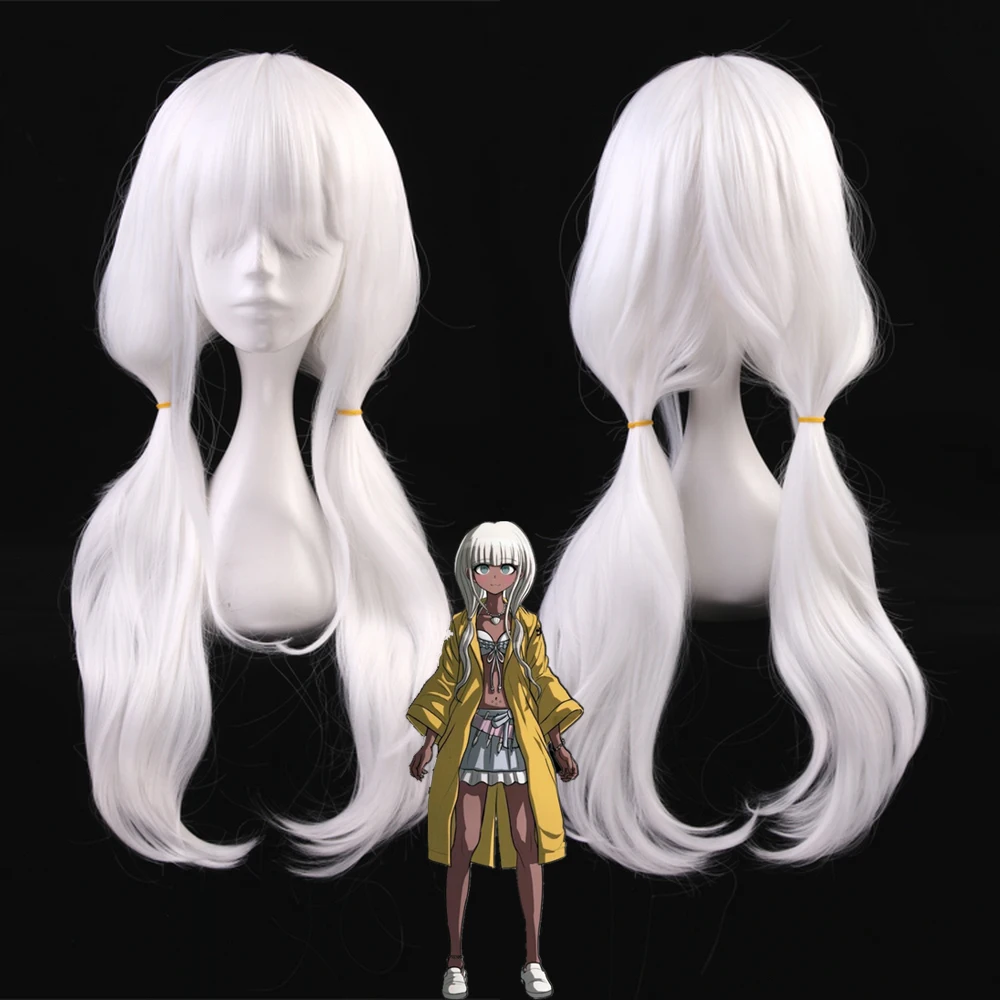 Женский парик для косплея Angie Yonaga из Danganronpa V3: Killing Harmony белый волнистый длинный