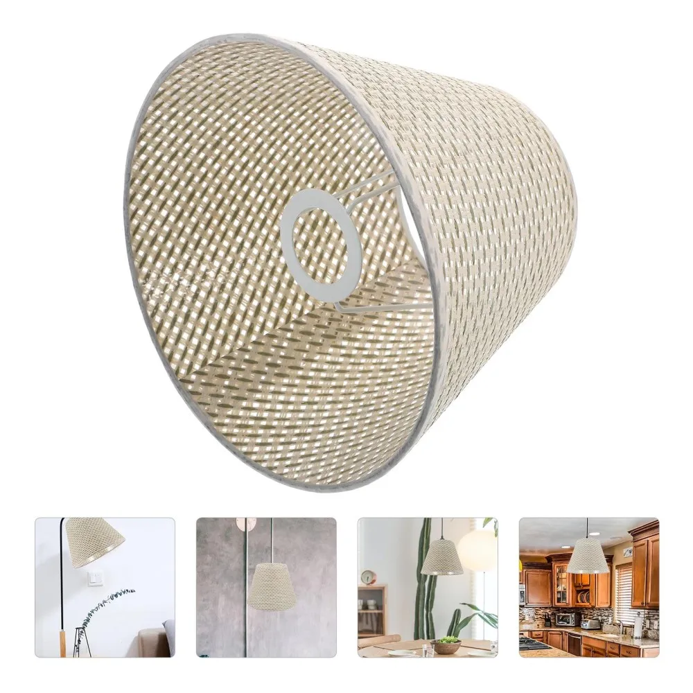 

1Pc E27 Manual Imitation Rattan Woven Lampshade Desk Lamp Lampshade Accessory