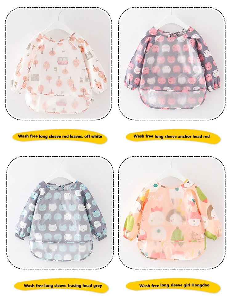 

Детские нагрудники милые красочные мультфильм бандана Водонепроницаемый детей есть рисунок, длинный рукав, фартук для само кормления Bib От ...