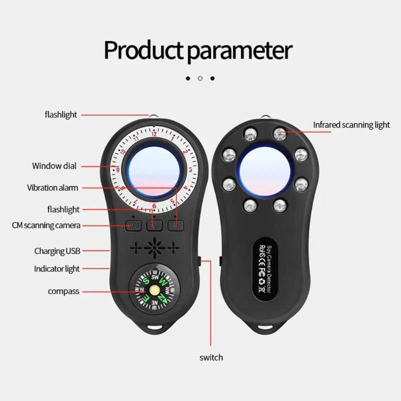 

Anti Candid Camera Bug Detector GPS Tracker Finder Multifunctional Anti Spy Infrared Scanner Security Privacy Protector