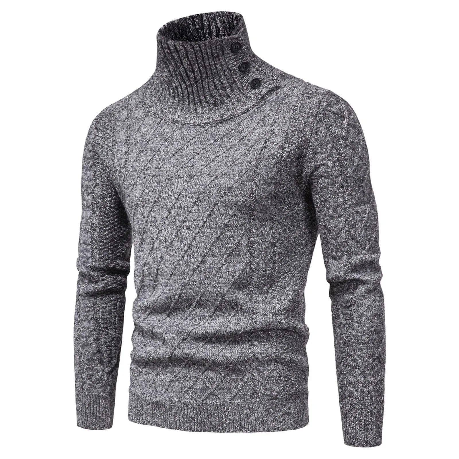 

2021 New Men's Autumn Winter Casual Long Sleeve Solid Color Pullover Sweaters Tops Men's Turtelneck Sweater Windproof Warm