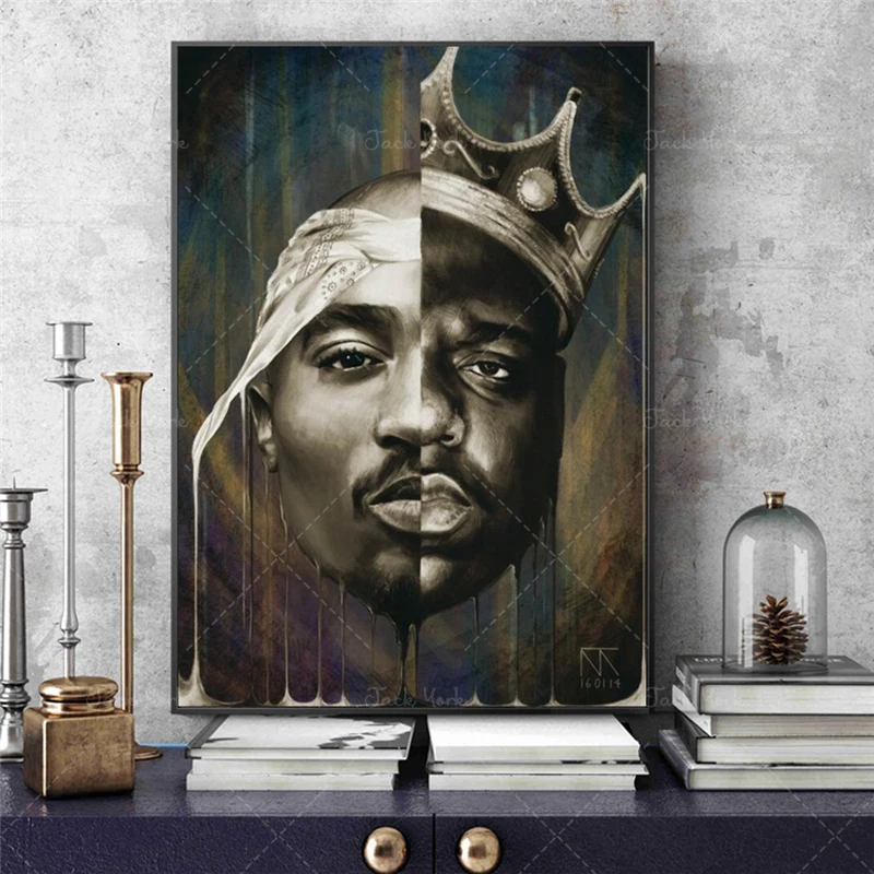 

Portrait Of Big And Tupac Canvas Paintings On The Wall Posters And Prints 2Pac Modern Wall Art Canvas Pictures Home Decoration