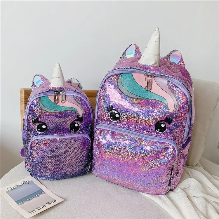 Small Purple JI HAO брендовый дизайн детский рюкзак из искусственной кожи на молнии женский рюкзак для путешествий модные блестки большой емкости Симпатичные Рюкзаки - Цвет: Small Purple