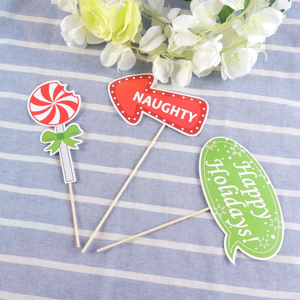 

32pcs/set Christmas Party Photo Booth Props Creative Happy Christmas Pose Sign Kit for Party Decoration