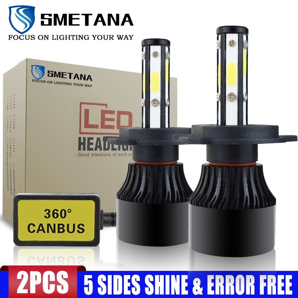 Светодиодсветодиодный лампы для фар SMETANA H4 Canbus с 360 градусами Shine H11 H8 H9 9005 9006