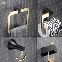 bathroom accessorie set soild brass gold black towel ringrackbar paper roll holder robe hooks soap dish bath hardware
