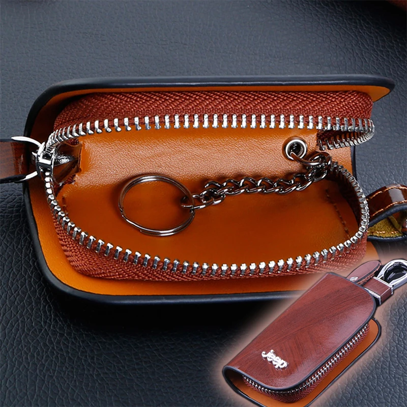 

Leather Key Bag Key Wallet Auto Styling Key Case Car Key Ring Purse For JEEP Compass Renegade Grand Cherokee Patriot Qrangler JK