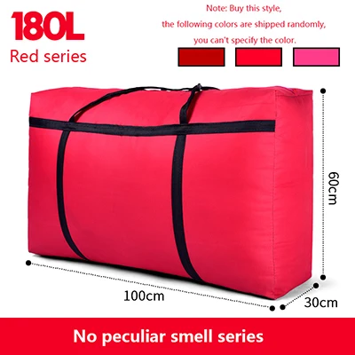 Red No smell Дорожная сумка, холщовая, переносная, для женщин, для выезда за границу, сумка для багажа, большая вместительность, 40L-180L, большая, переносная, для дома, сумка для хранения, очень большая - Цвет: Red No smell
