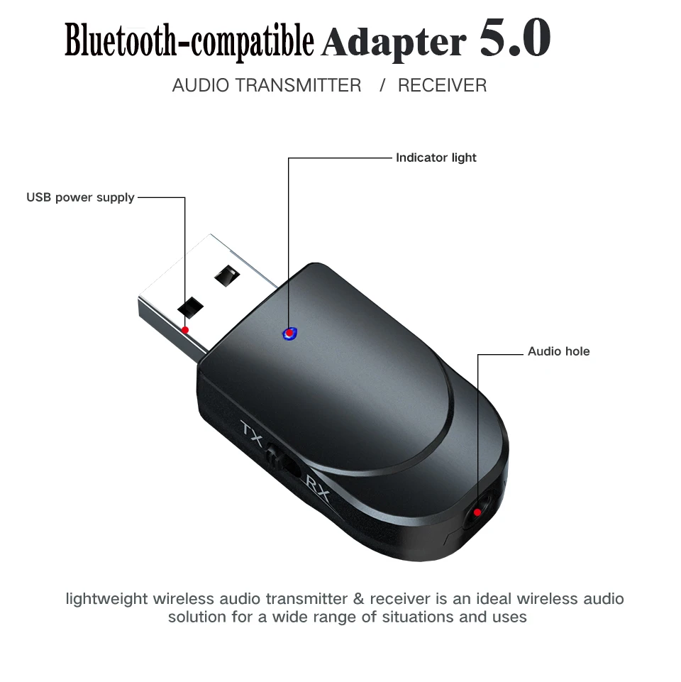 Беспроводной музыкальный USB-приемник совместимый с Bluetooth 5 0 адаптер-ключ