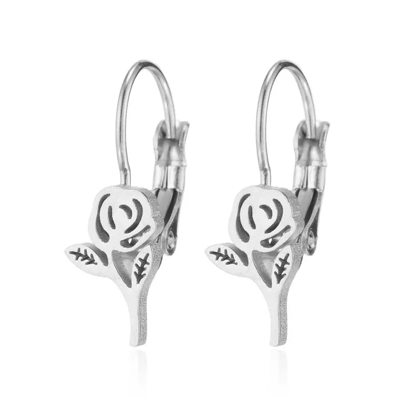 Романтические серьги-гвоздики с розами Hfarich из нержавеющей стали серьги цветами