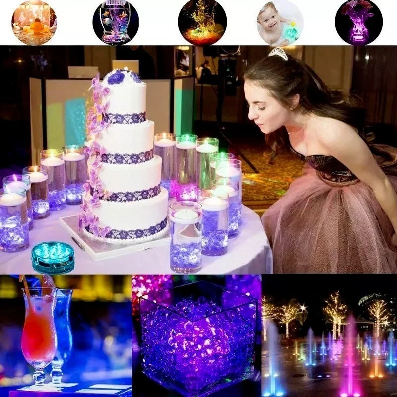 

10 Leds Submersible Light 16 RGB Colors for Outdoor Pond Fountain Vase Garden Swimming Underwater Hot Tub Spa Jacuzzi Pool Light