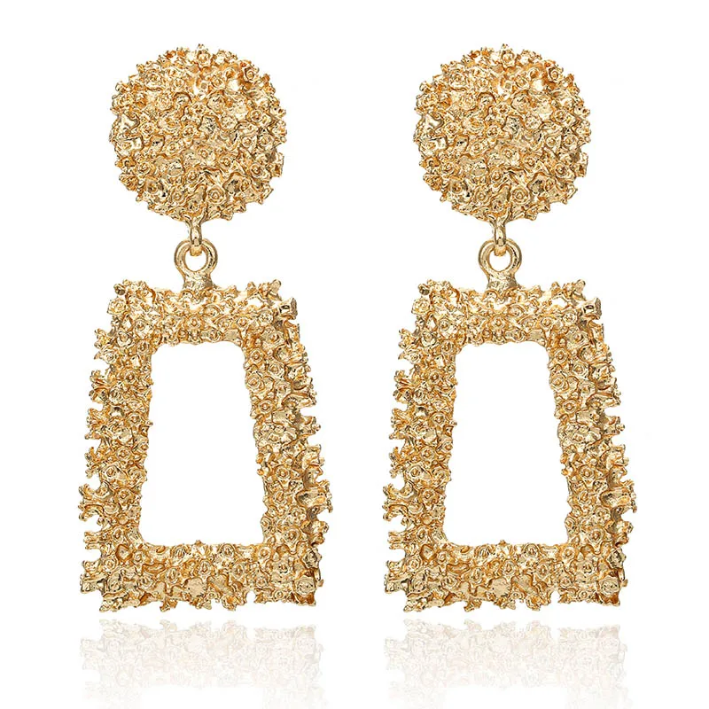 Золотые модные Подвесные серьги 2019 большие геометрические для женщин висячие в