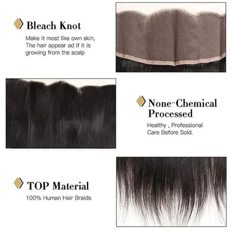

Brazilian Straight Hair 4 Bundles With Frontal Closure Pre Plucked Virgin 100% Human Hair Weave Bundles With Frontal Closure