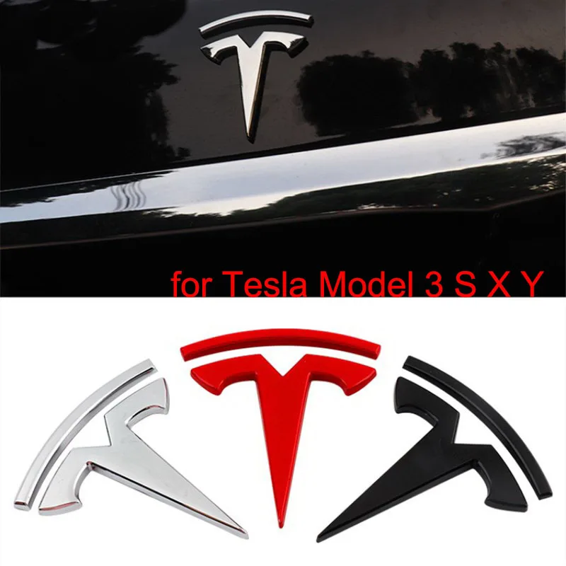 

2021 Car 3D Metal Front Logo Sticker For Tesla Model 3 S X Y Emblem Rear Trunk Tailgate Badge Body Badge Decoration Accessories
