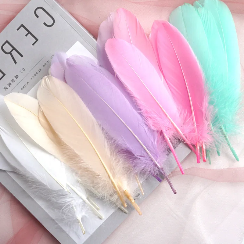 

100Pcs Natural Goose Feathers Colourful Plume For Craft DIY Jewelry Making Wedding Dresses Wing Material juju Hat Decoration