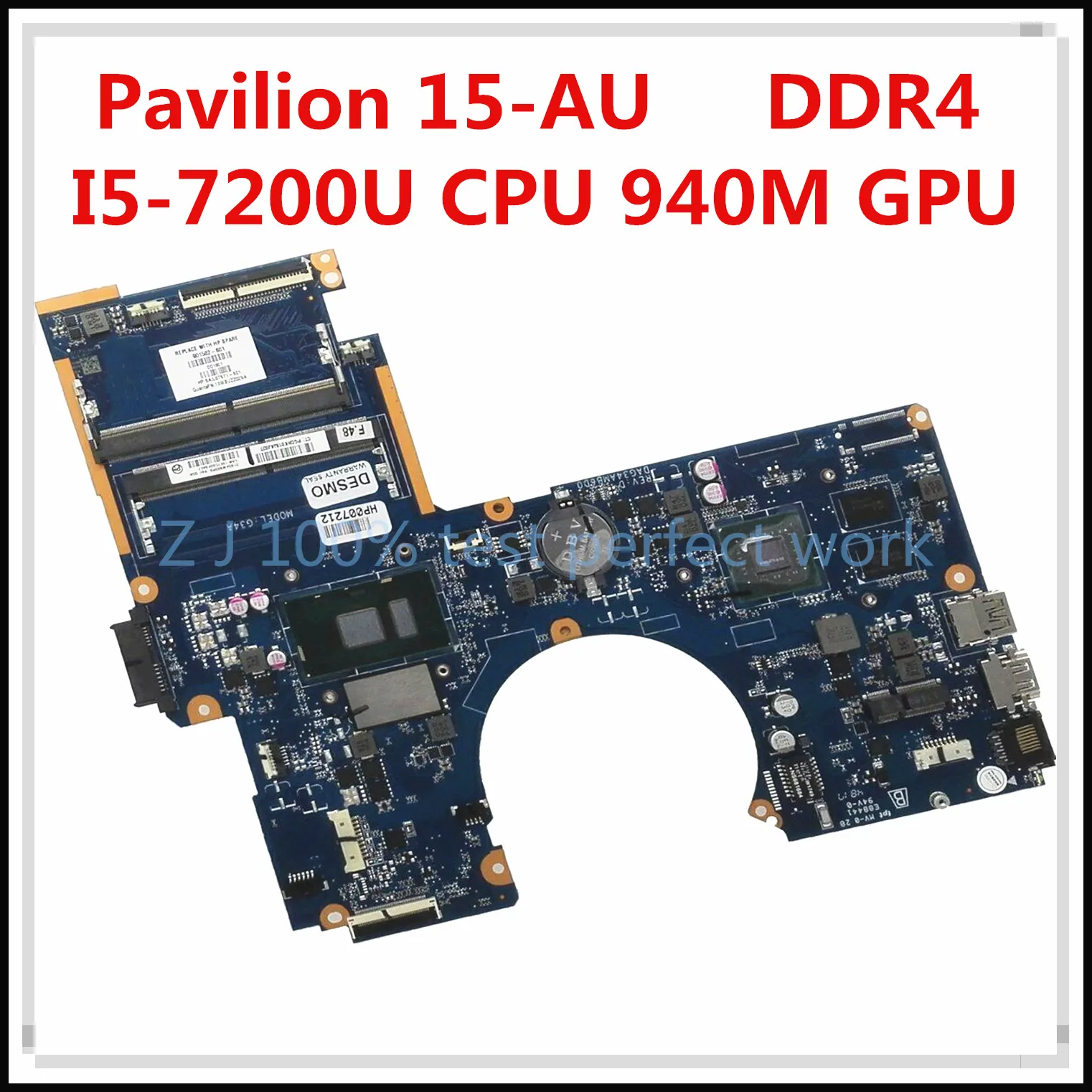 Материнская плата для ноутбука HP 15-AU 901582-601 901582-001 DAG34AMB6D0 с процессором I5-7200U GeForce 940M