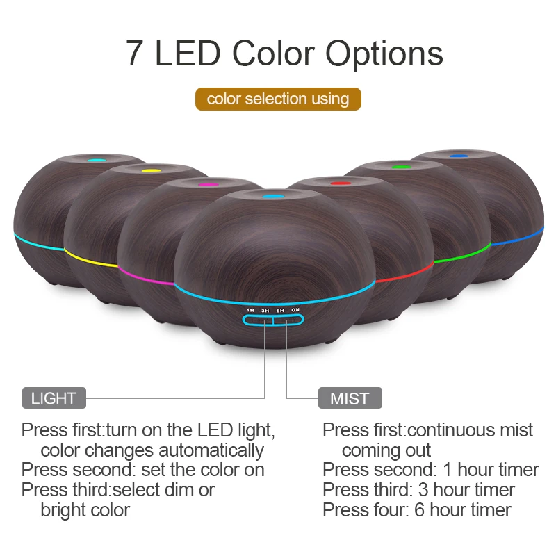 Ультразвуковой увлажнитель воздуха 400 мл аромадиффузор для эфирных масел с