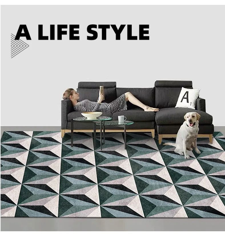 Популярный современный напольный коврик с геометрическим рисунком без волос