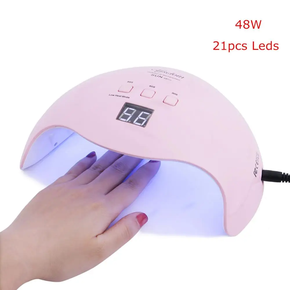 Новый розовый 48 Вт УФ светодиодный светильник для ногтей сушки всех гелиевых