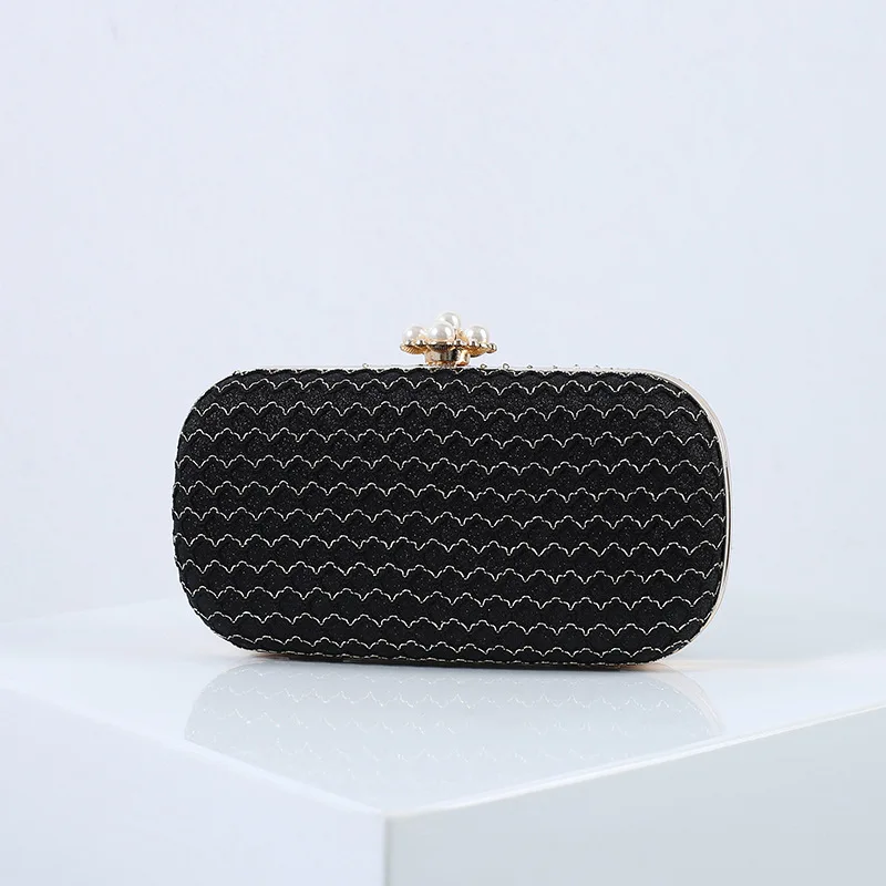 Lady Purses and Handbags Envelope Evening Clutch with Pearl Cross-body Bags Classic Wedding Party Shoulder Bag for Women