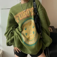 zogaa sweatshirts women chic outer wear streetwear bf youth fashion plus velvet thickened avocado green ins daily girls hot new