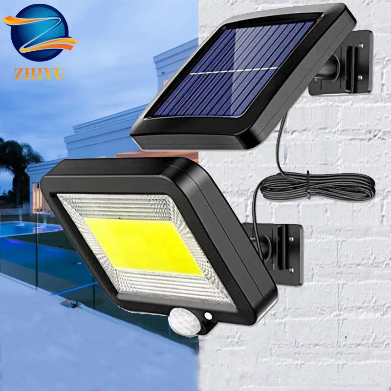 

Светодиодный индукционный настенный светильник, водонепроницаемая лампа на солнечных батареях 100/108/120 COB, отдельный корпус, индукционный ул...