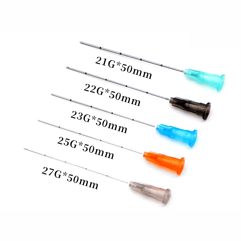Fine Micro Cannula For Filler Injection 18G 21G 22G 23G 25G 27G 30G Plain Ends Notched Endo Blunt-tip Needles ,20sets