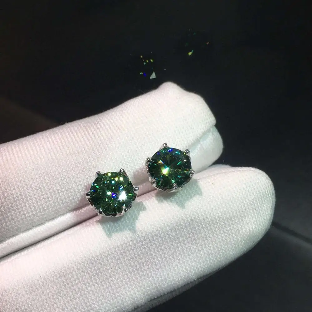 Серьги inbeaut с круглым изумрудом женские Классические круглые серьги алмазами 925