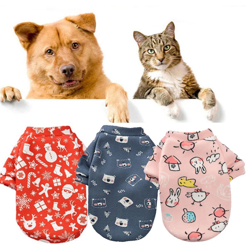 

hristmas Dog Clothes Winter Warm Dogs Sweatshirt Cute Printed Puppy Costume Cat Coat Chihuahua Yorkshire French Bulldog