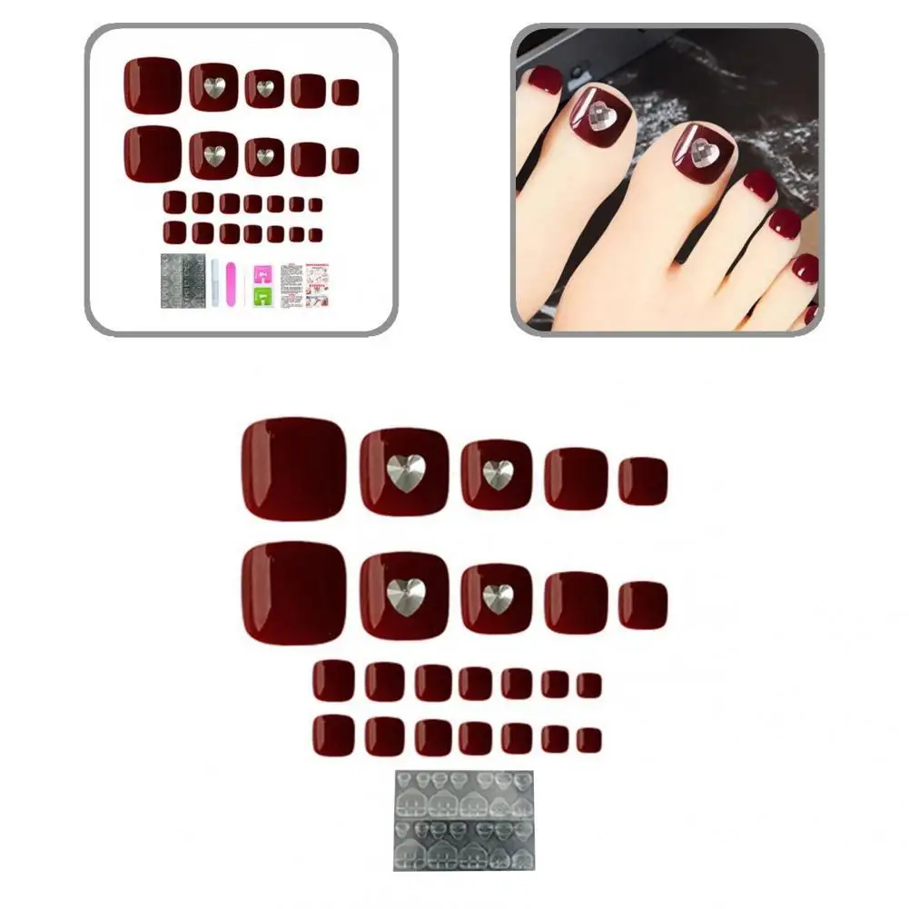 

Safe ABS Wine Red Heart Toes Nail Patch for Female Fake Tips Safe ABS Wine Red Heart Toes Nail Patch for Female