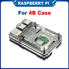 Акриловый чехол-накладка для Raspberry Pi 4, 6 слоев, поддержка синего светодиодный, охлаждающий вентилятор для Raspberry Pi 4, чехол