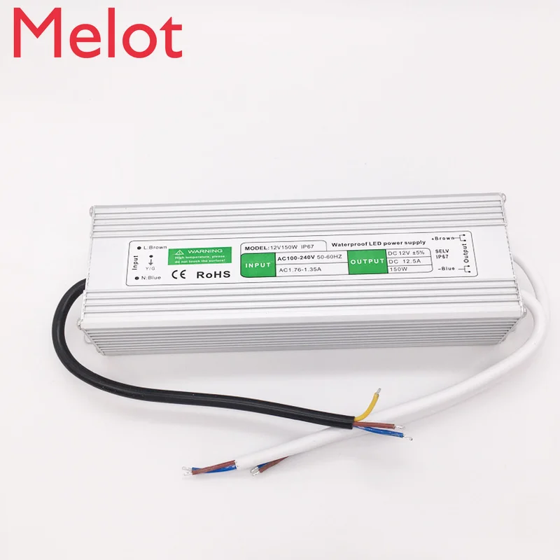 

SQR 12.5A 150W водонепроницаемый IP67 ac100-240v к dc 24V для светодиодный полосы Переключения источника питания 12v