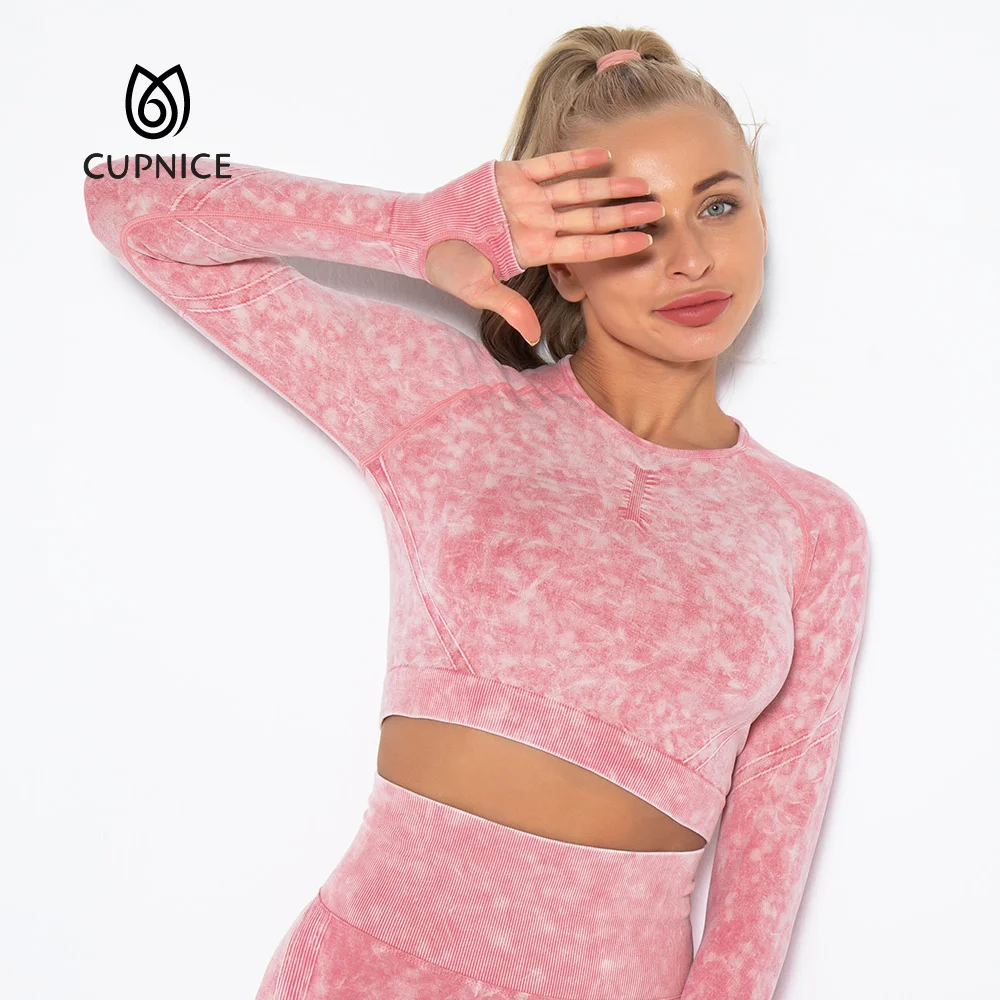 

CUPNICE Seamless Sexy Slim-Fitting Fitness Clothes Tight-Fitting And Quick-Drying Sports Running Long-Sleeved Tops Yoga Clothes